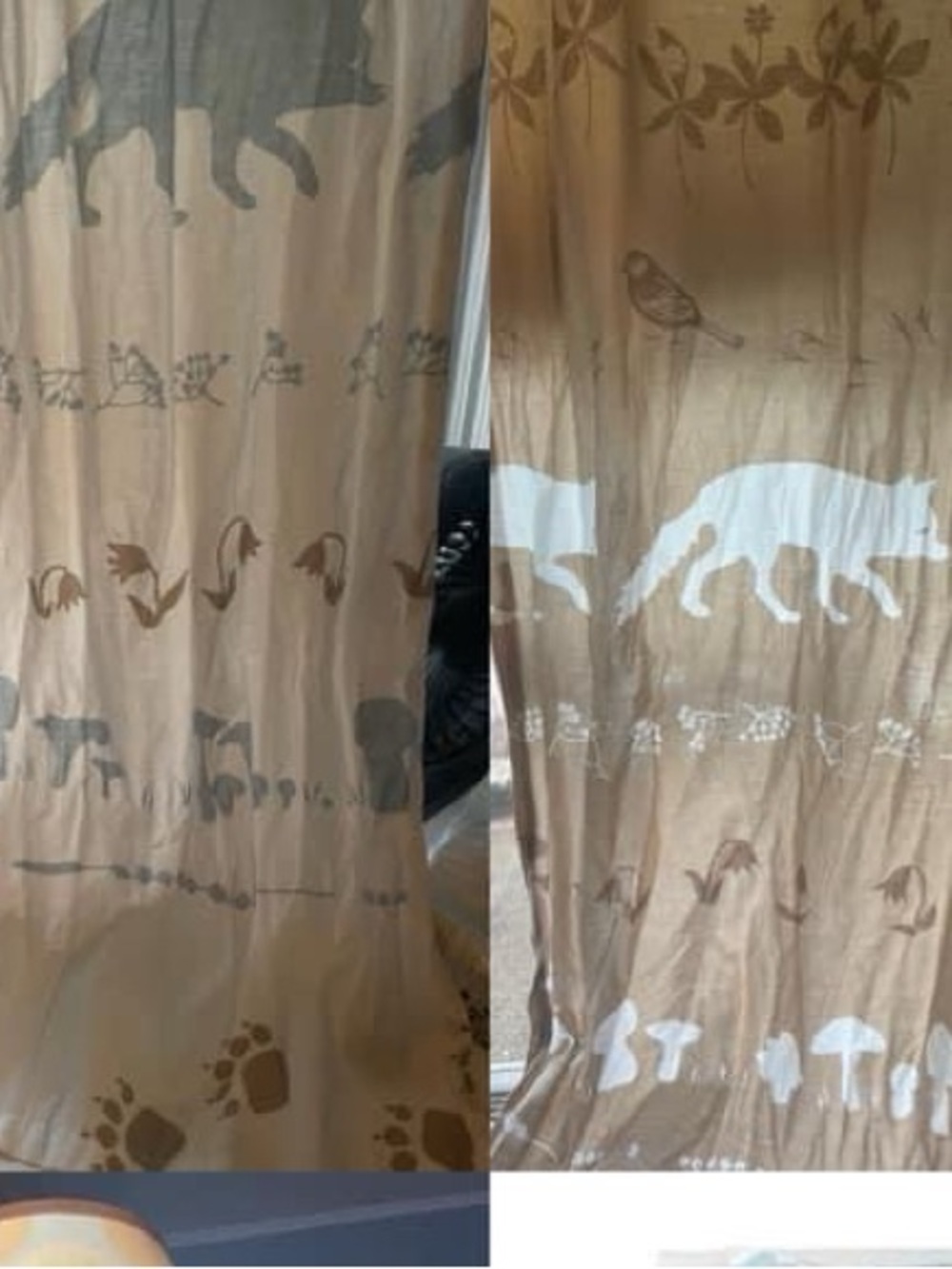 Handmade curtains made from IKEA Vandring Skogsliv duvets (Woodland animals)